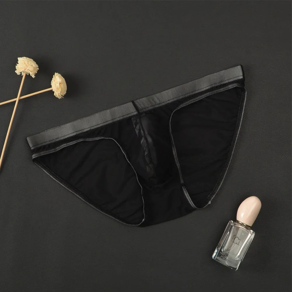 Трусы-брифы мужские сетчатые с низкой посадкой и выпуклым карманом