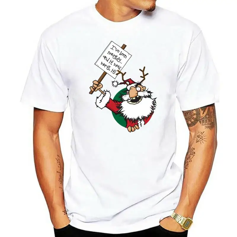 

Naughty Santa T Shirts Happy New Year Round Neck 100% Cotton Fabric Street T Shirt Normal Short Sleeve Tops T Shirt For Men