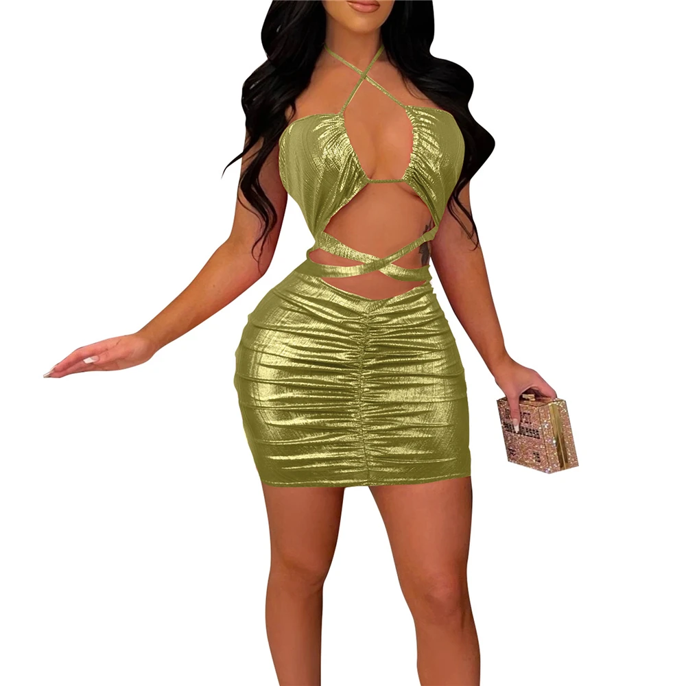 

Новинка лета 2022, сексуальное Клубное платье для вечеринки, женское облегающее платье с вырезами, женское Повседневное платье на бретелях-сп...