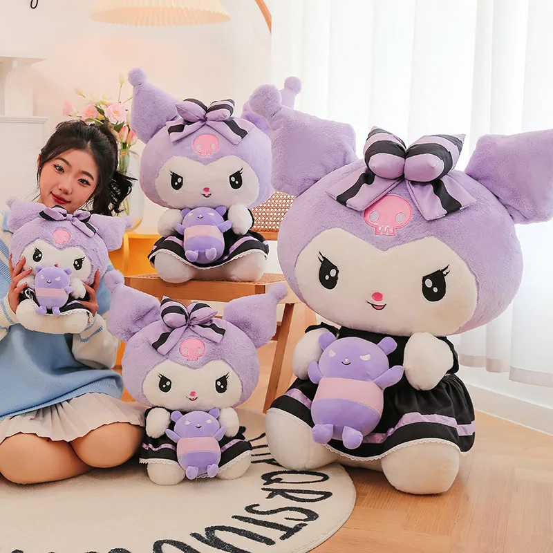 

Новинка Sanrio фиолетовая кавайная плюшевая игрушка Kuromi Подушка для сна мультяшная аниме мягкая кукла украшение комнаты подарки для девочек