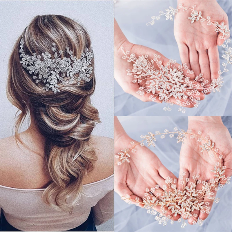 

Luxury Crystal Rhinestone Headbands Tiaras Hairbands For Women Bride Bridal Wedding Hair Accessories Jewelry Ornament Headpiece