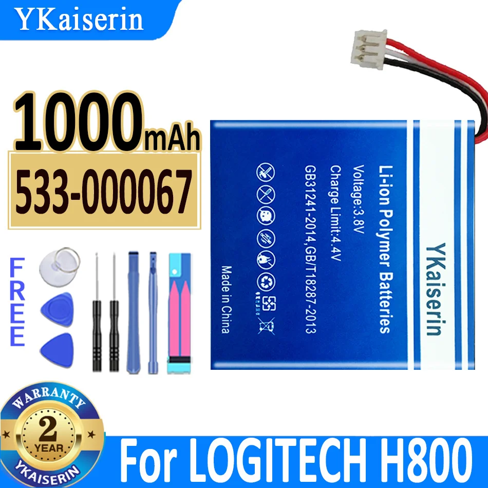 

YKaiserin 1000mAh Battery for LOGITECH H800 533-000067 AHB472625PST 981-000337 Earphone Headphone Batteries + Free Tools