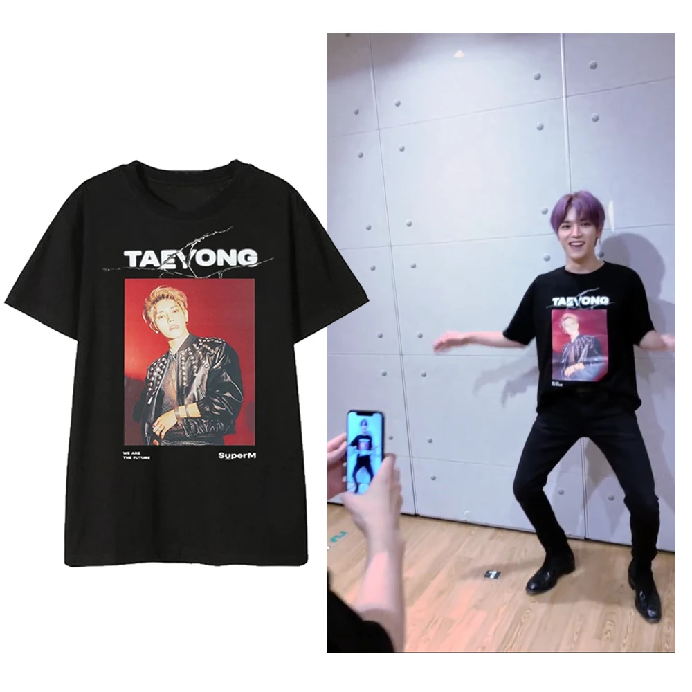 ALLKPOPER KPOP SUPER M KAI LUCAS MARK TEN BAEK HYUN Taemin Taeyong Same T-shirt Short-sleeved T-shirts Korean Loose Summer Tops | Женская