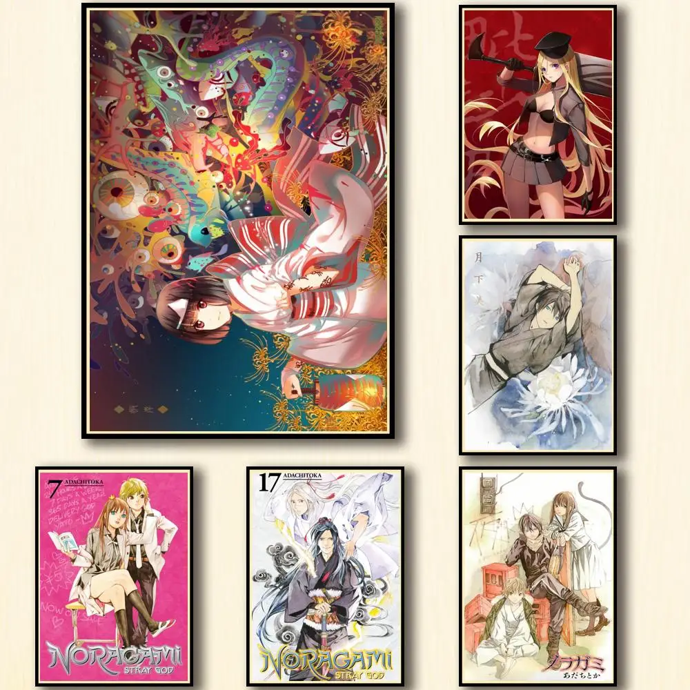 

50 Дизайнов аниме норагами, плакат из белой бумаги, Yato Iki Hiyori, альтернативные художественные наклейки, Необычные наклейки на стену для дома, б...