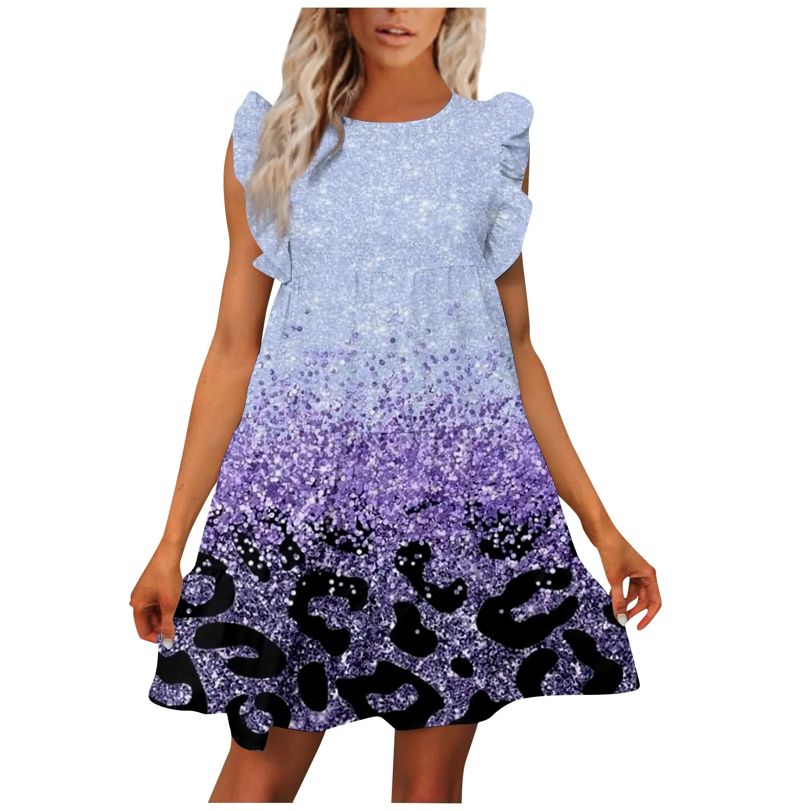 

Elegant Women's Dress 2023 Fashionable Leopard Round Neck Sleeveless Comfortable Dress High Quality Summer Casual Print Dresses