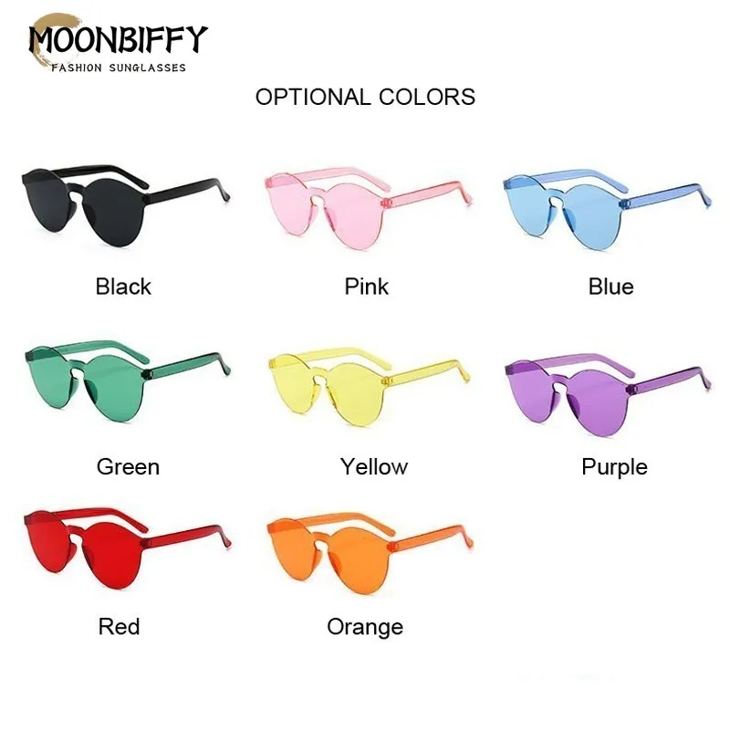 

Summer New Sunglasses Women Fashion Round Rimless Eyewear Cat Eye UV400 Sun Glasses Girls Gafas De Sol Cheap Candy Color Glasses