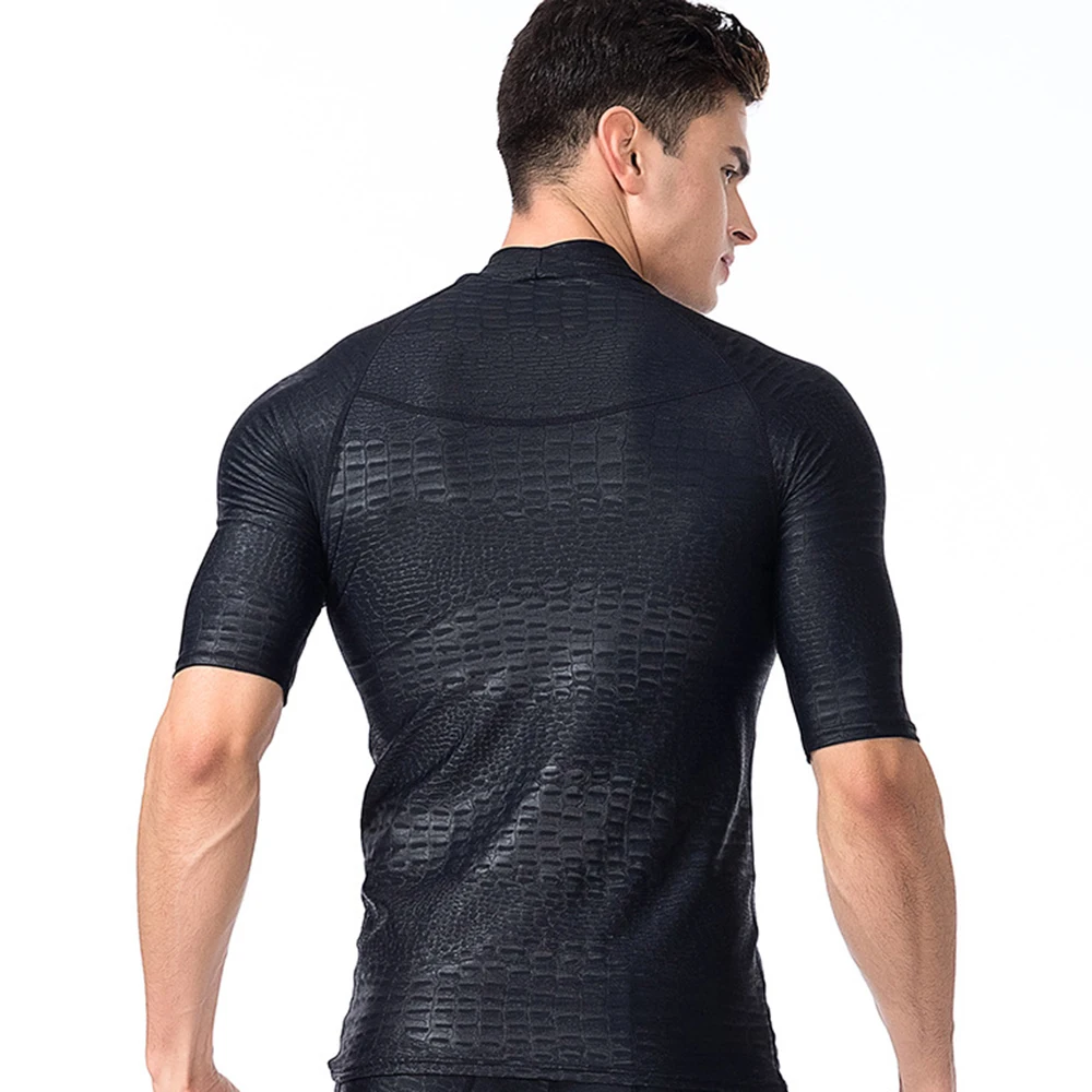 New Men's Fashion Split Short Sleeve Sunscreen Swimming Surf Top Water Sports Beach Swimming Snorkeling Surf Quick Dry Top 2022