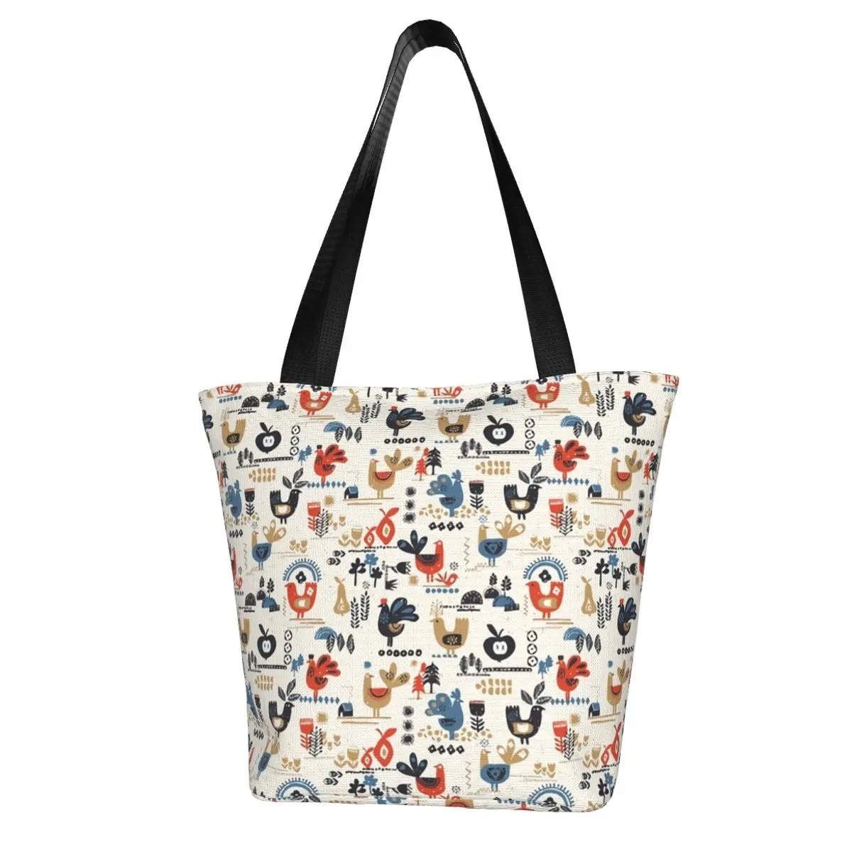 

Chicken Farm Shopping Bag Funny Animal Print Office Polyester Handbags Female Fashion Funny Bags