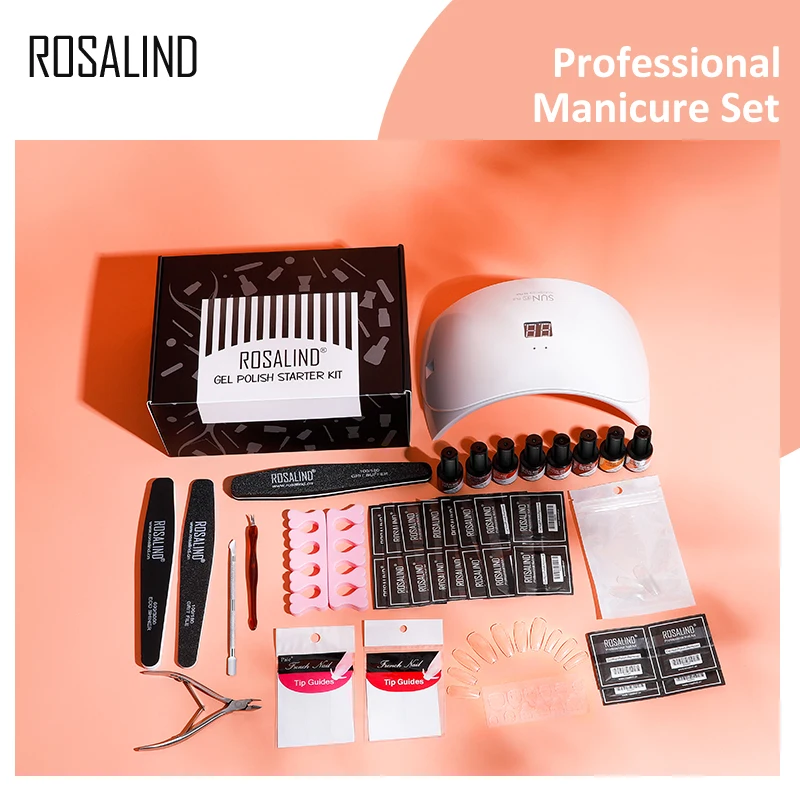 

ROSALIND Gel Polish Set Nail Gel Kits Nails Art Base Top Coat UV LED Soak Off Gel Nail Polish Semi Permanent Varnish