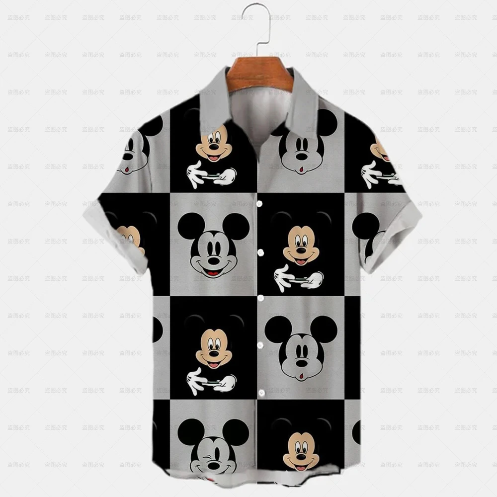 2023 3d Disney Donald Duck Mickey Mouse Floral Men's Shirt Summer Fashion Street Trend Retro Boutique Top
