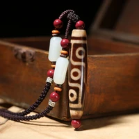 natural tibetan genuine nine eye dzi bead necklace pendant amulet jewelry home decoration miniatures for safe and health wishes