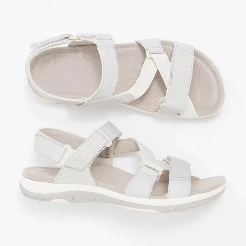 2022 New Summer Sandals Women Flat Ladies Comfortable Ankle Hollow Open Top Velcro Soft Sole Shoes Sandalias Mujer |