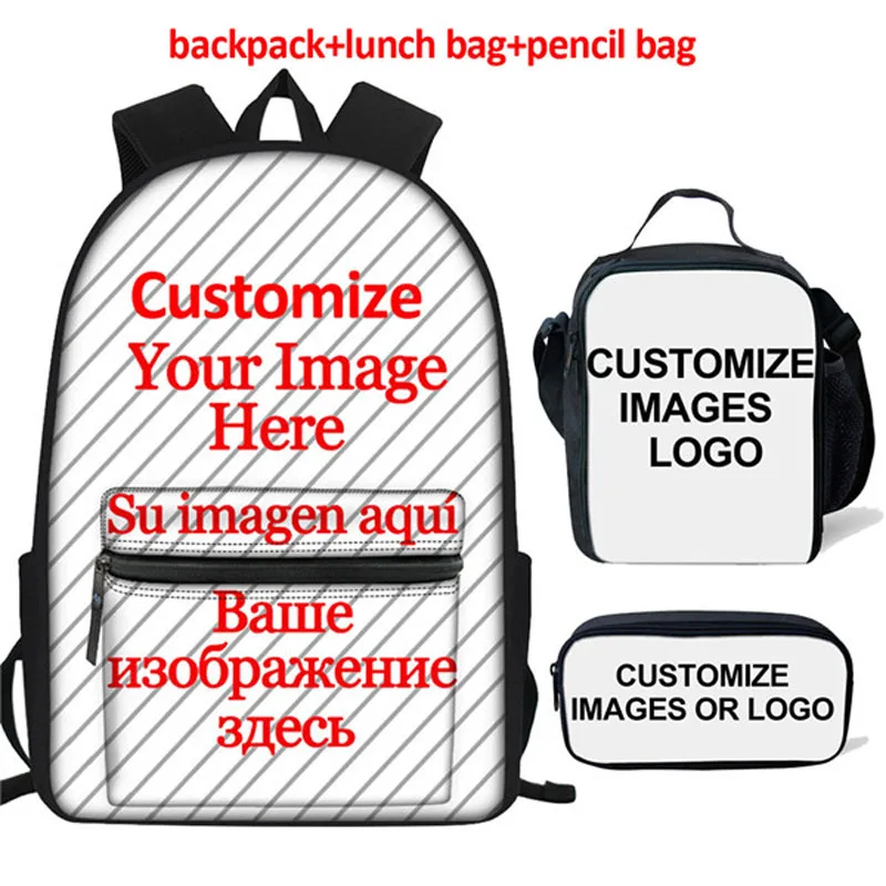 Custom Your Image Print Kids Book Bag Large School Bags Set Schoolbag Student Backpack For Girls Boys Bookbag Leisure Daypack