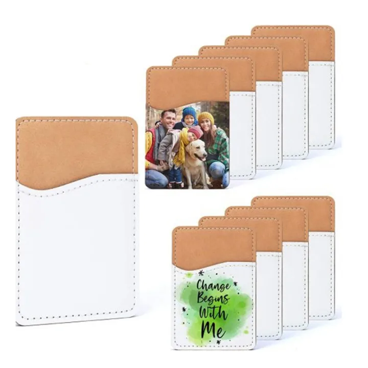 

SUBLANK 10pcs/Sublimation Blank PU Leather Soft Card Holder White Heat Transfer for Back of Cell Phone Card Holder Case Pocket