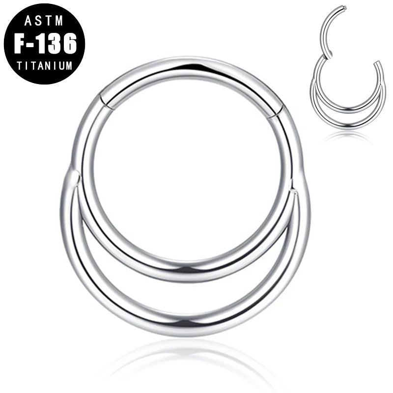 

ASTM F136 Titanium Hinged Segment Hoop Ring Crescent Moon Septum Clicker Cartilage Tragus Earrings Nose Ring Piercing Jewelry