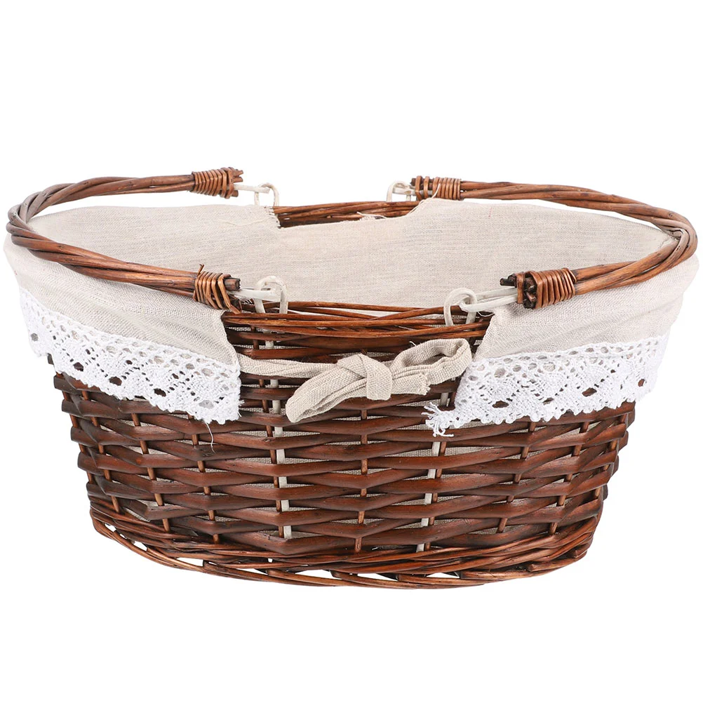 

Picnic Basket Flower Girl Storage Woven Fruit Container Vegetable Baskets Dessert Wicker