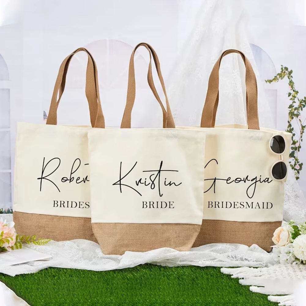 Льняная сумка-тоут на заказ пляжная сумка с индивидуальными подарками подружкам