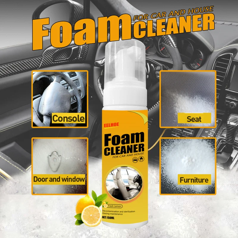 100ml Spray Foam Cleaner Home Appliance Car Interior Wash Cleaner for Lemon Scent Multi-purpose Anti-aging Leather Clean Spray