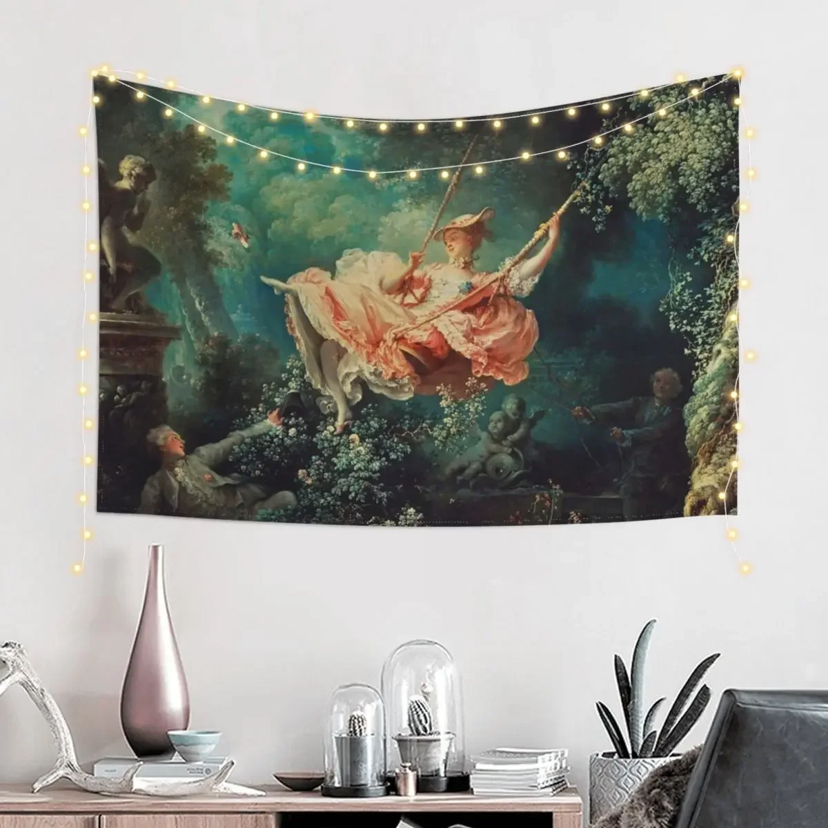 Картина на качелях - гобелен Jean-Honoré Fragonard украшения для комнаты эстетический