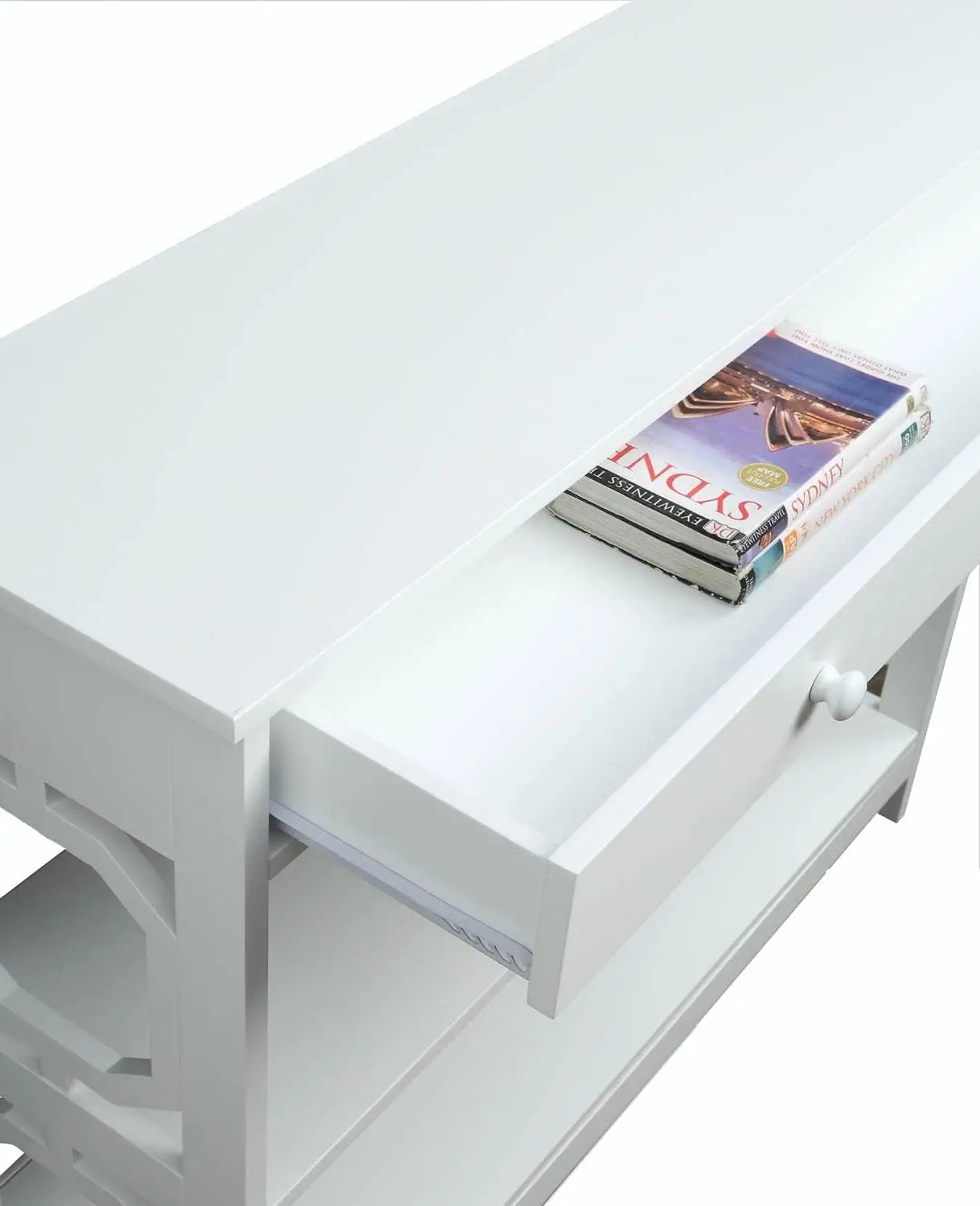 Концепции удобства Консольный столик с 1 ящиком верхняя часть из коряги/белая