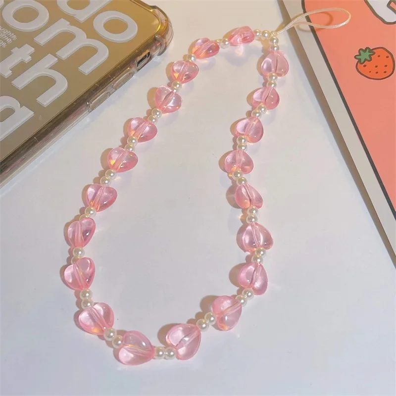 Милый и милый розовый ремешок в форме сердца для мобильного телефона Женская