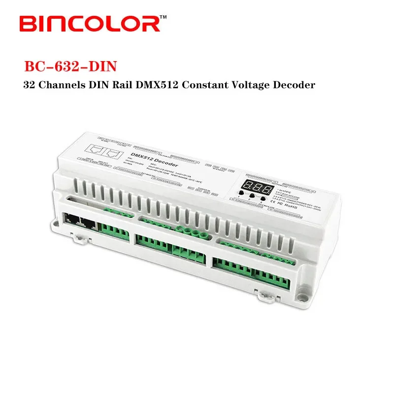 DC 12В-24В 3A * 32CH 40CH DIN Rail DMX декодер CV PWM RJ45 8-bit 16-битный DMX512/1990 Одноцветный CCT RGB RGBW
