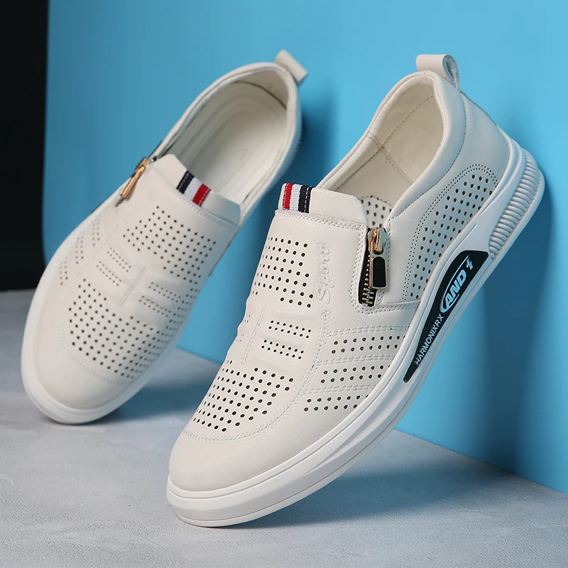 

Кроссовки Misalwa мужские кожаные, плоская подошва, повседневные дизайнерские, увеличивающие рост, 5 см, белые, лето/весна