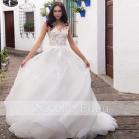 nicolle eden a line custom made romantic wedding dress for women 2022 off the shoulder lace appliques robe de soir%c3%a9e de mariage