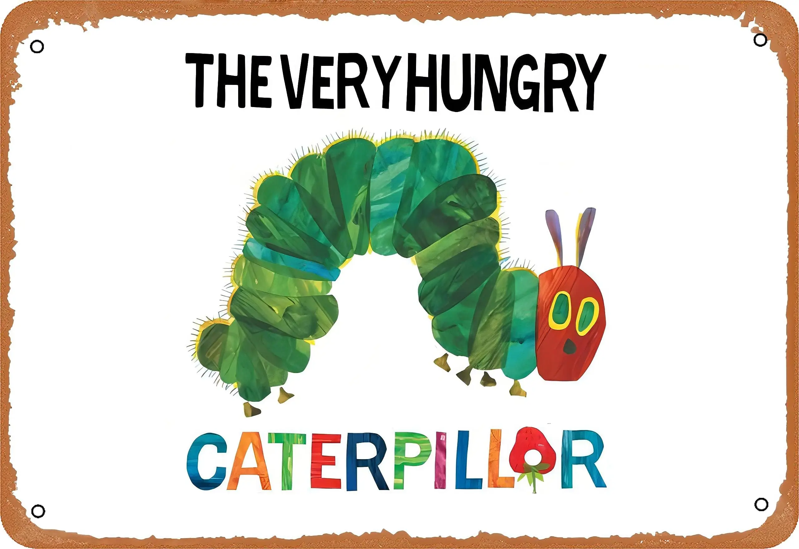 Очень голодная гусеница плакат металлическая жестяная вывеска настенное