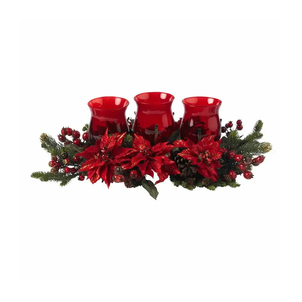 

& Berry Triple Candleabrum Chinese lantern Porta velas para decoración Centros de mesa para bodas Candle holder glass Altar Woo