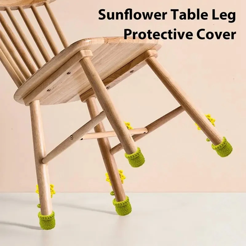 Flower Chair Legs 4Pcs Leg Floor Protector Furniture Sock Elastic Non-Slip Sunflower Design For Oval