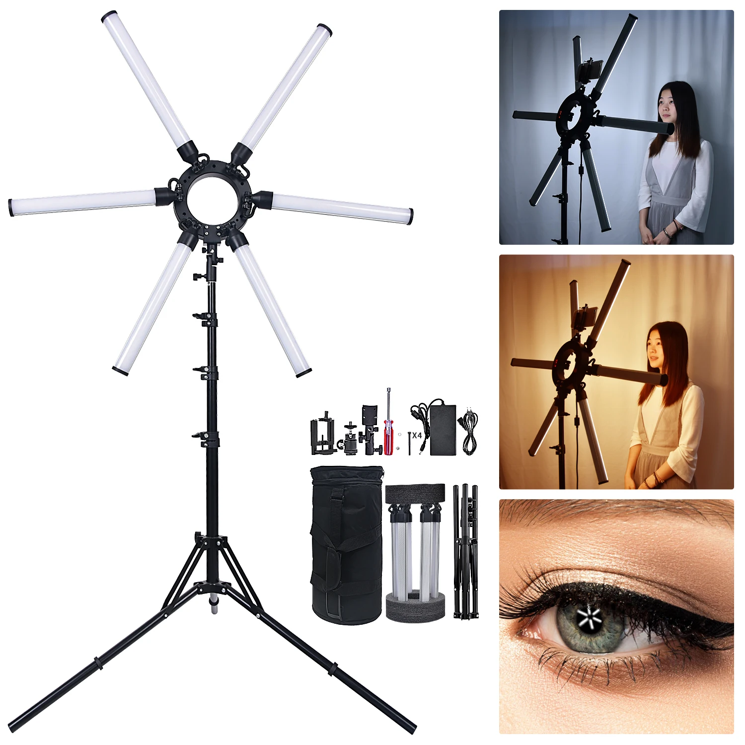 

fosoto Photography LED Star Ring Light 120W Multimedia Extreme Ring Video Lamp With Tripod Stand For Phone Camera Youtube