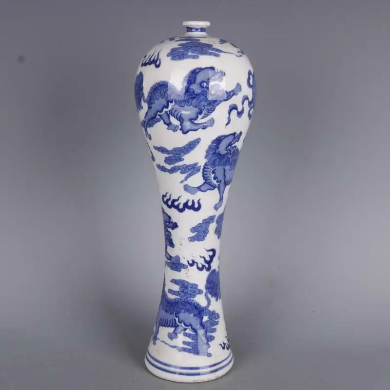 

Китайский Синий и белый фарфор Цин цианьский длинный Фотофон 12,52 дюйма