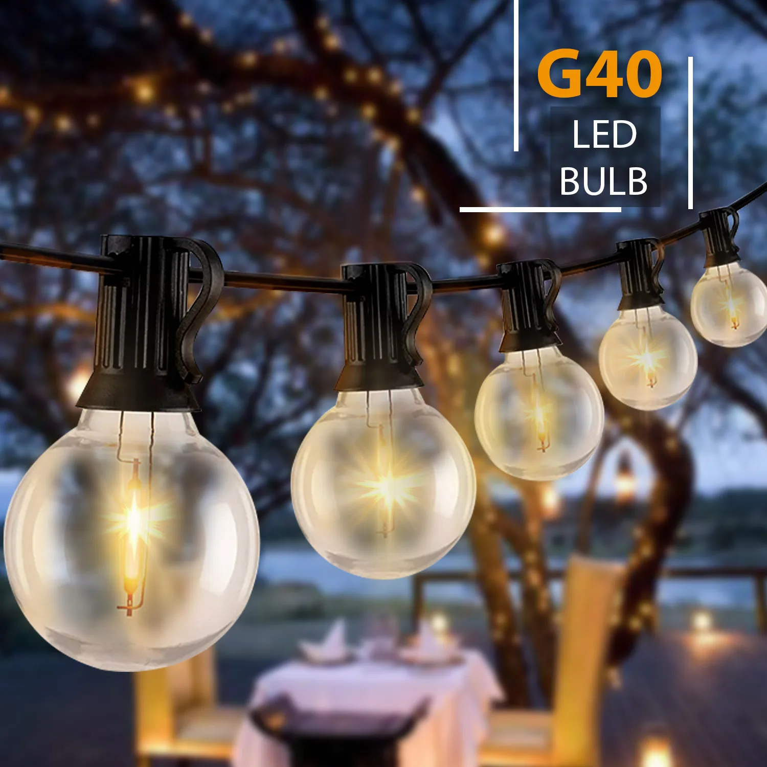 G40 Садовая гирлянда с круглыми лампами для свадьбы декоративное наружное