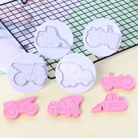 4pcs cookie cutters vehicles theme trucks plastic biscuit mold fondant pastry mold cake decorating supplies cookies tool