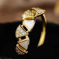 european and american high end jewelry simple geometric fan shaped diamond open ring personality simple trend joint ring female