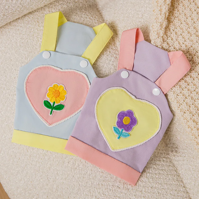 

Hearts Patchwork Colorful Vest Pet Clothing Dogs Flower Sweet Dog Clothes Small Costume French Bulldog Summer Girl Collar Perro