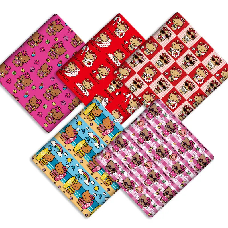 Фото Ткань Sanrio из хлопка и полиэстера, 140x50 см, для пэчворка, детского домашнего текстиля, шитья, кукольных платьев, штор №1