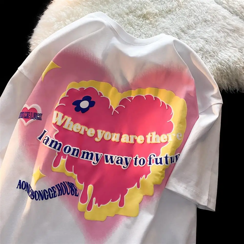 

Футболка в стиле Хай-стрит, панк-готика, с рисунком, футболки с рисунком из мультфильма, большой размер 2XL, топы с круглым вырезом, повседневн...