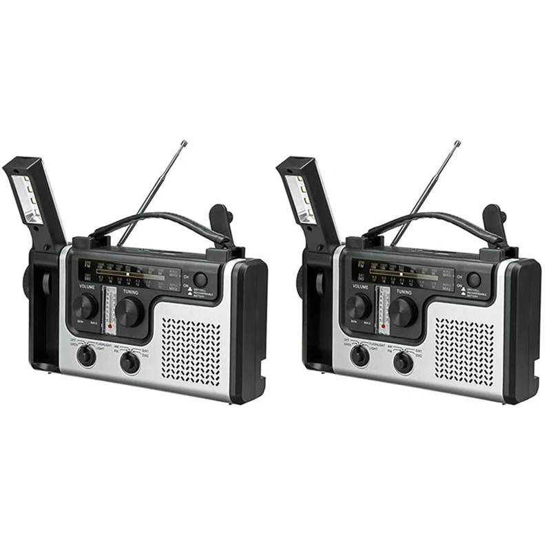 

2X Multifunctional Solar Radio Portable FM / AM Radio Built-In Speaker Support LED Emergency Flashlight Table Lamp