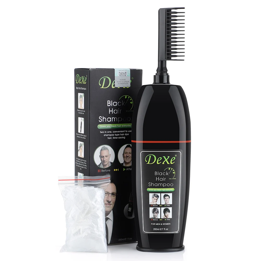 Permanent Black Hair Dye Shampoo 200Ml With Comb Herbal Ingredients Ginseng Ginger Ganoderma Lucidum Cover Grey |