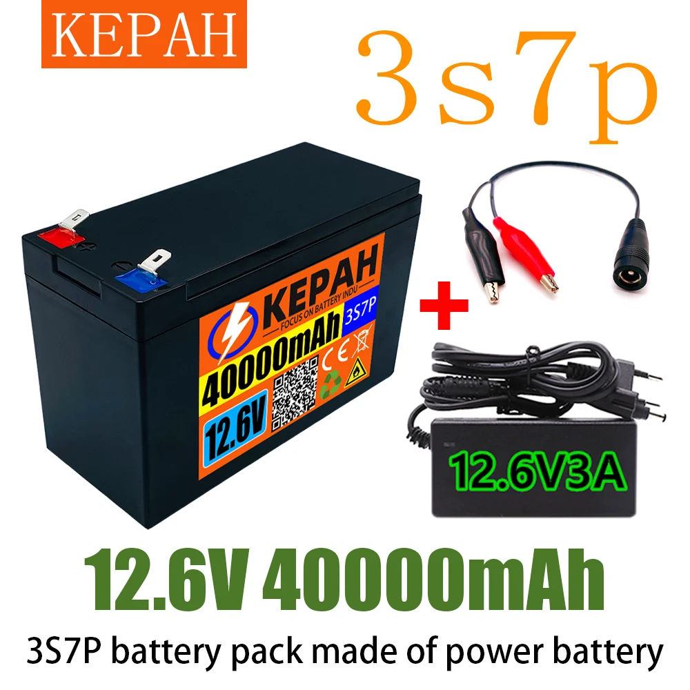 

Литиевый аккумулятор Powerbattery18650 12 В, 3s, 7p + зарядное устройство 12, 6 В, 3 А, встроенный блок BMS 40 Ач высокого напряжения, используется для оборудов...