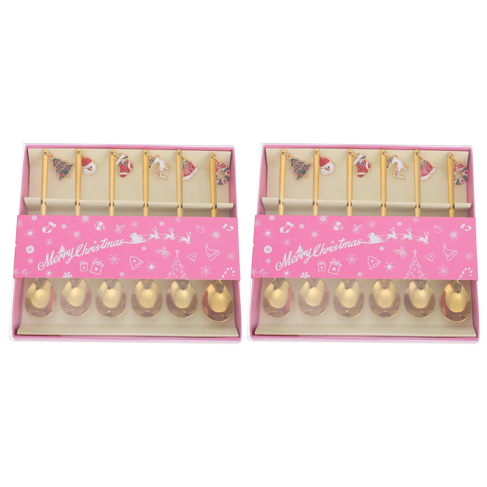 12 шт. Рождественская ложка для ресторана десертная подвеска ложки из нержавеющей