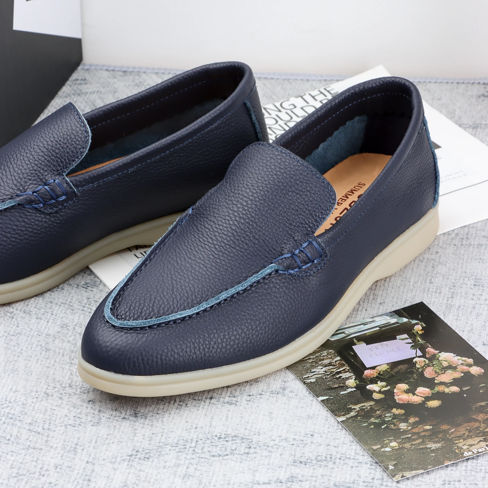 

Loafers MocasinesShoes For Men 2023 Designer Luxury Black Cow Leather Flats Women Brand High Quality Slip On Shoes