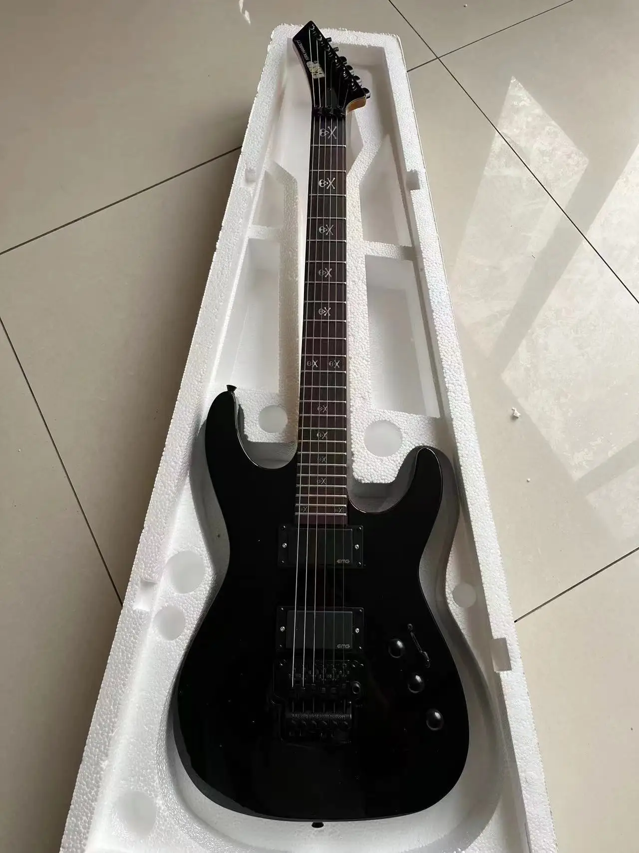 

Free shipping Top quality one-piece set neck 7 Strings .. Left Handed .. LTD MH-417 black Electric Guitar
