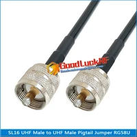 sl16 dual uhf male to uhf male connector pigtail jumper rg 58 rg58 3d fb extend copper cable 50 ohm pl259 so239 high quality