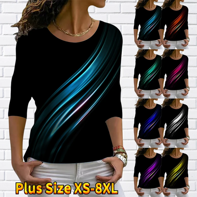 Женская Винтажная футболка с длинным рукавом Свободный пуловер круглым вырезом