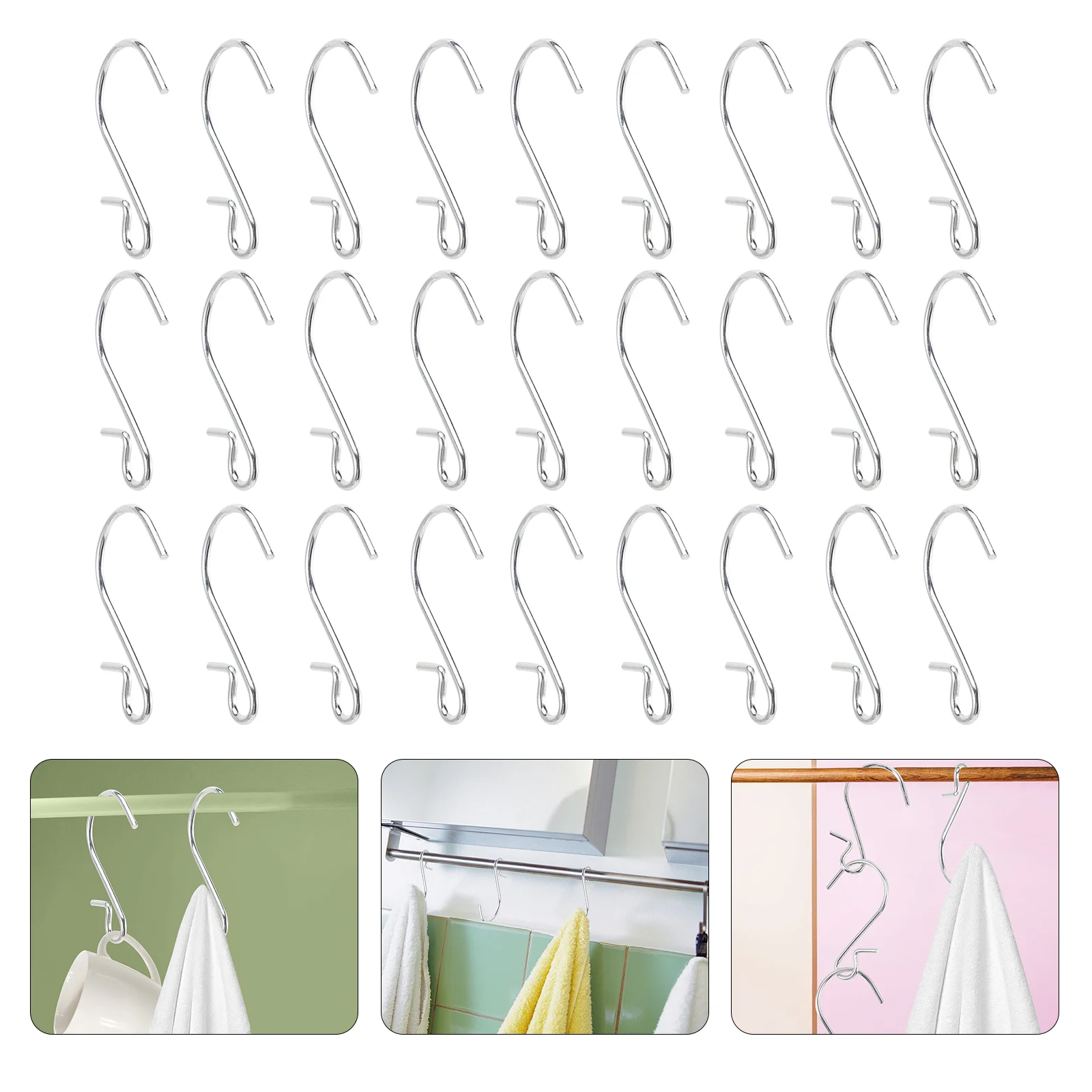 

100 Pcs Strong Bathroom Kitchen Metal Shape Hanging Hook Shape Hook Metal Shaped Hook for Bathroom Home Kitchen