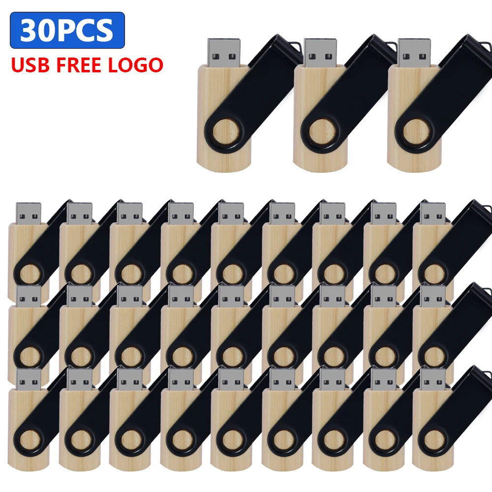 30pcs/lot New Wooden USB Flash Drive 64GB Free Custom Logo Pendrive 32GB Photography Memory Stick 16GB U Disk Wedding Gift 8GB