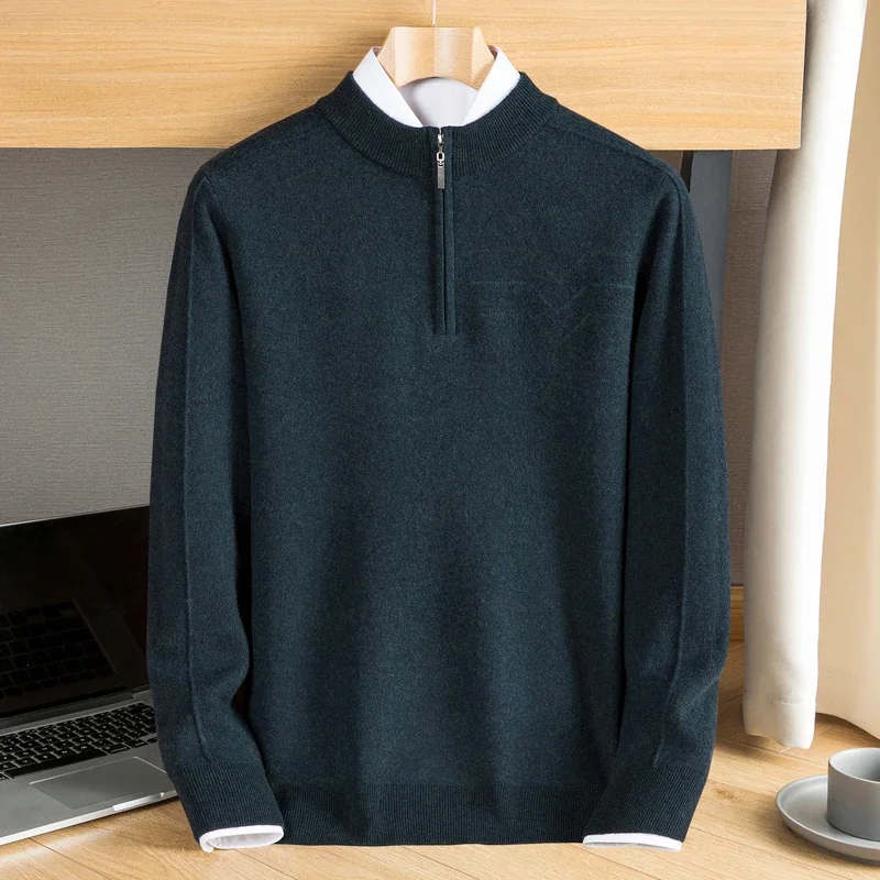 

Новое поступление, модный 100% кашемировый мужской плотный пуловер на молнии средней высоты, высококачественный зимний свитер, Размеры S M LXL 2XL 3XL 4XL